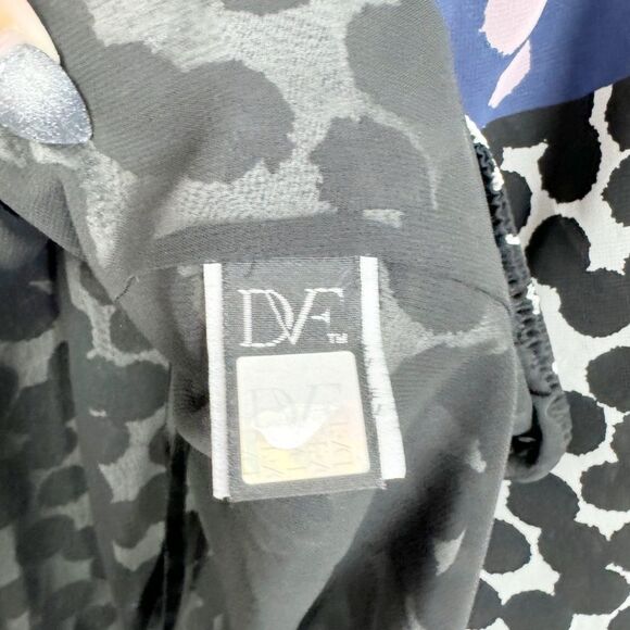 DIANE VON FURSTENBERG | Mikino Colorblock Pleated Dot Print Top Women’s Size 14 - Picture 8 of 10